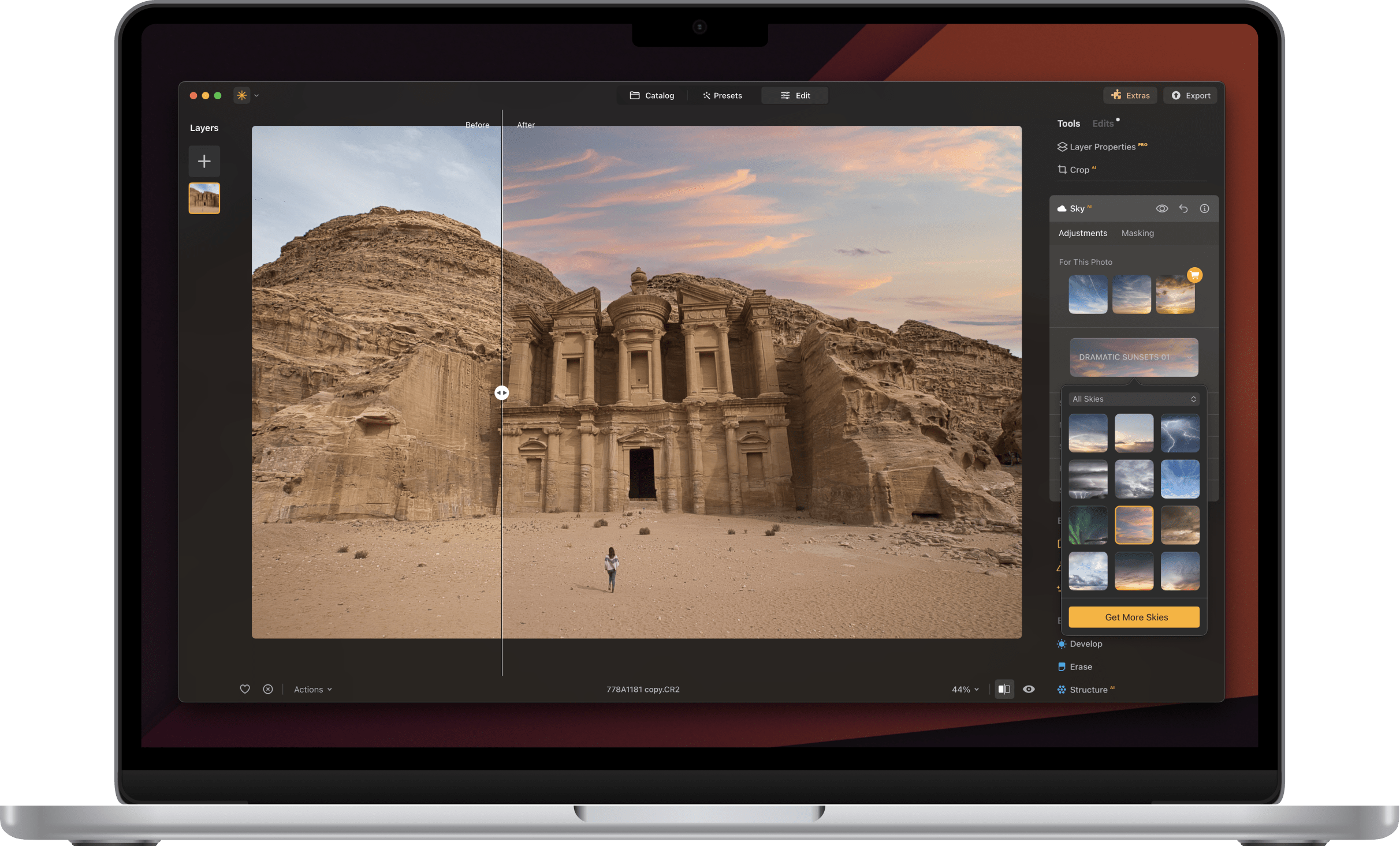 Luminar photo editor interface - Catalog for Mac
