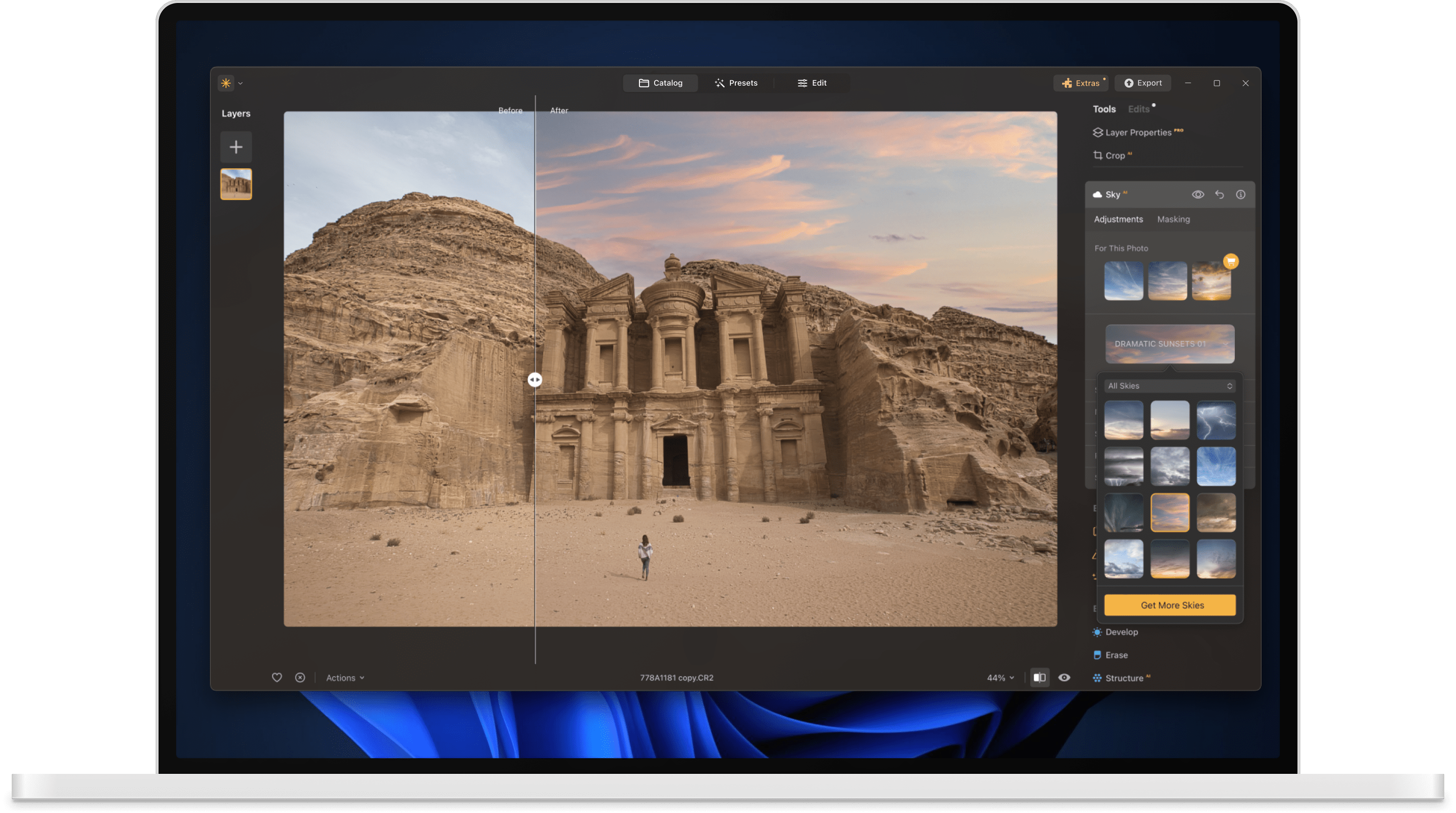 Luminar photo editor interface - Catalog for Windows