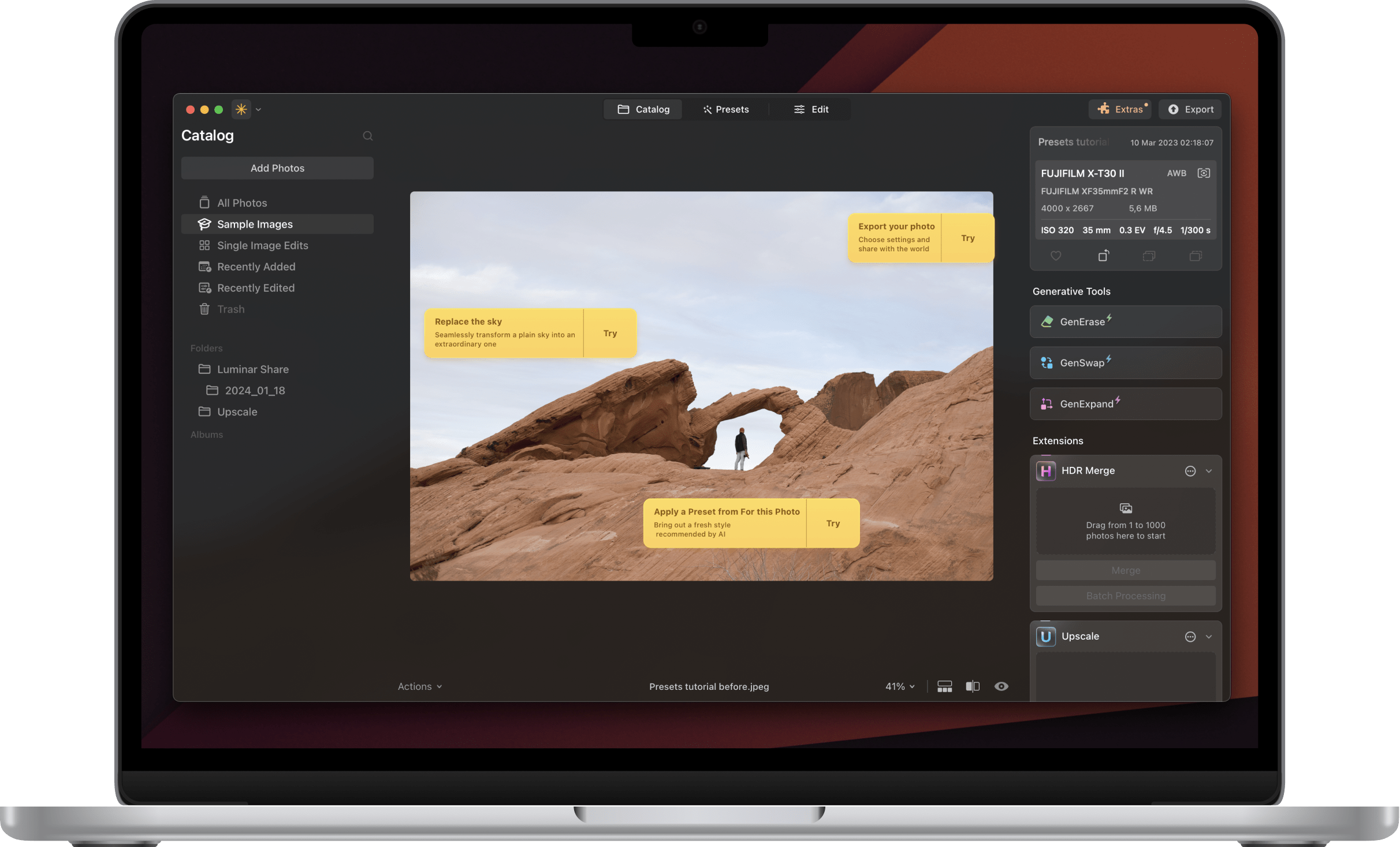 Luminar photo editor tools - Extensions for Mac