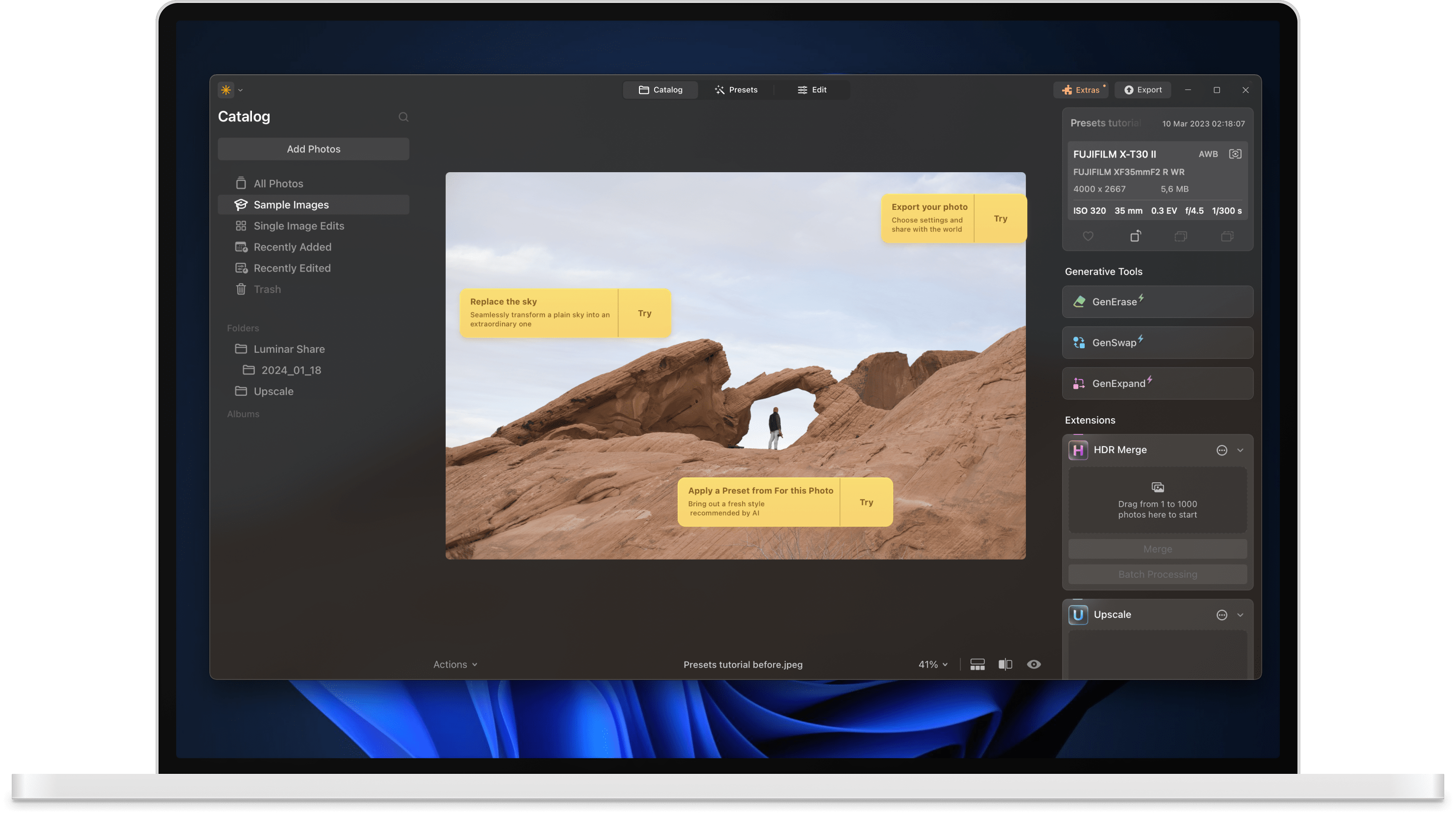 Luminar photo editor tools - Extensions for PC